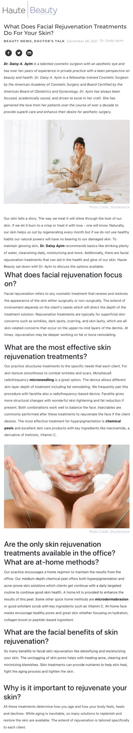 Benefits Of Facial Rejuvenation Ayim Aesthetic